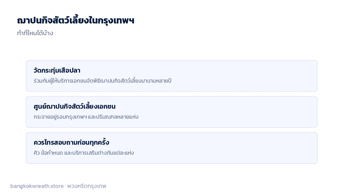 สถานที่ฌาปนกิจสัตว์เลี้ยงในกรุงเทพฯ วัดกระทุ่มเสือปลาและศูนย์ฌาปนกิจเอกชนรอบปริมณฑล